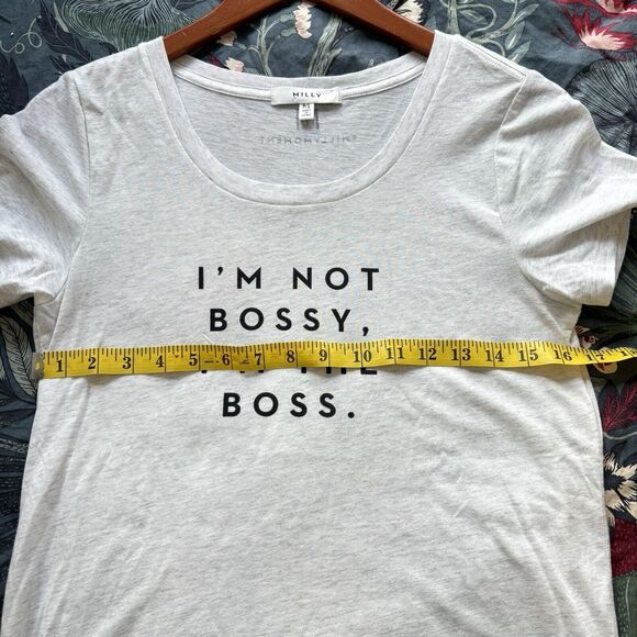 Milly 'I'M NOT BOSSY I'M THE BOSS'  Gray Short Sleeve Round Neck Slub T-shirt - Picture 9 of 11